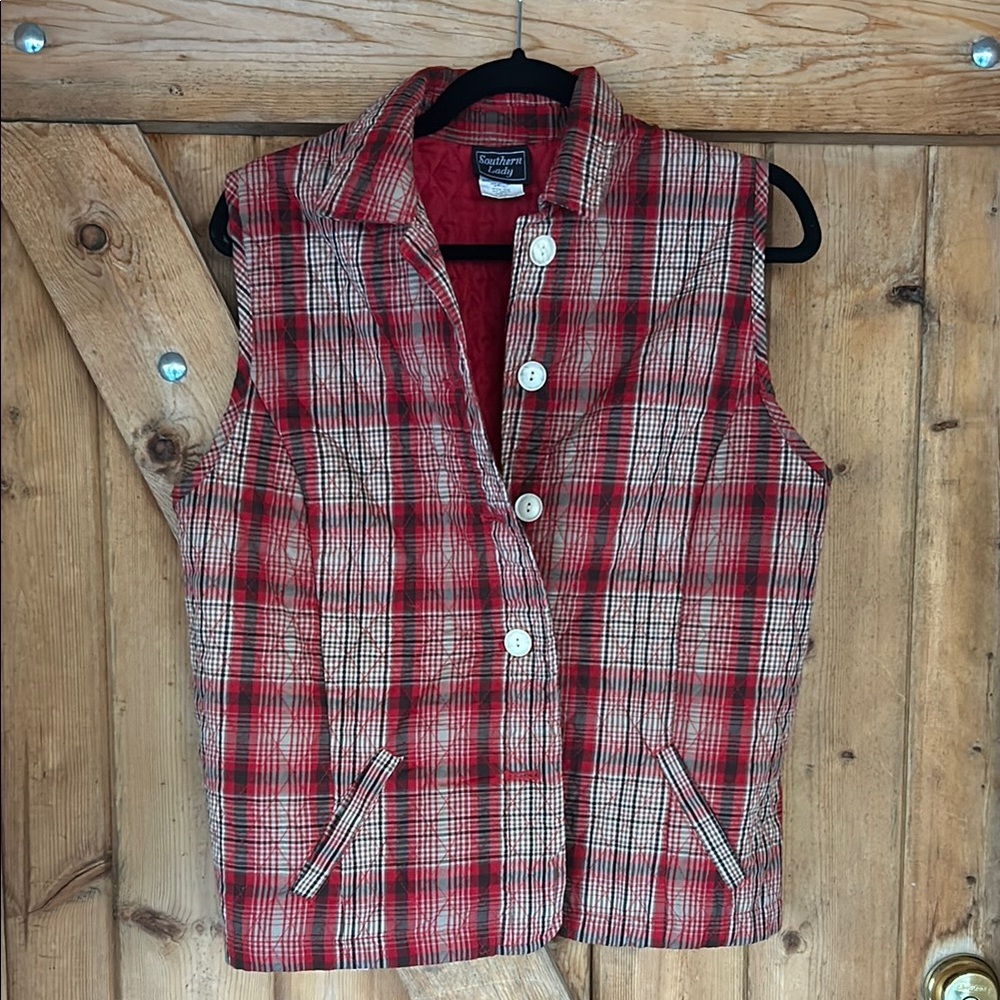 Red and Black Quilted Vest